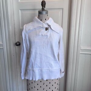 Lauren Ralph Lauren Cotton 
Sailor Collared Sweater
Gold clasp
Vintage Spring